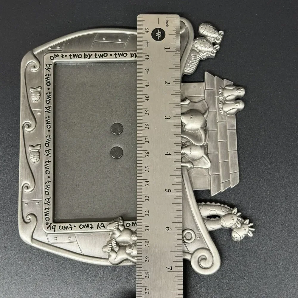 Pewter Baby Photo Frame ~ Noah's Ark Two By Two Malden Int. Holds 3.5 x 5 Photo